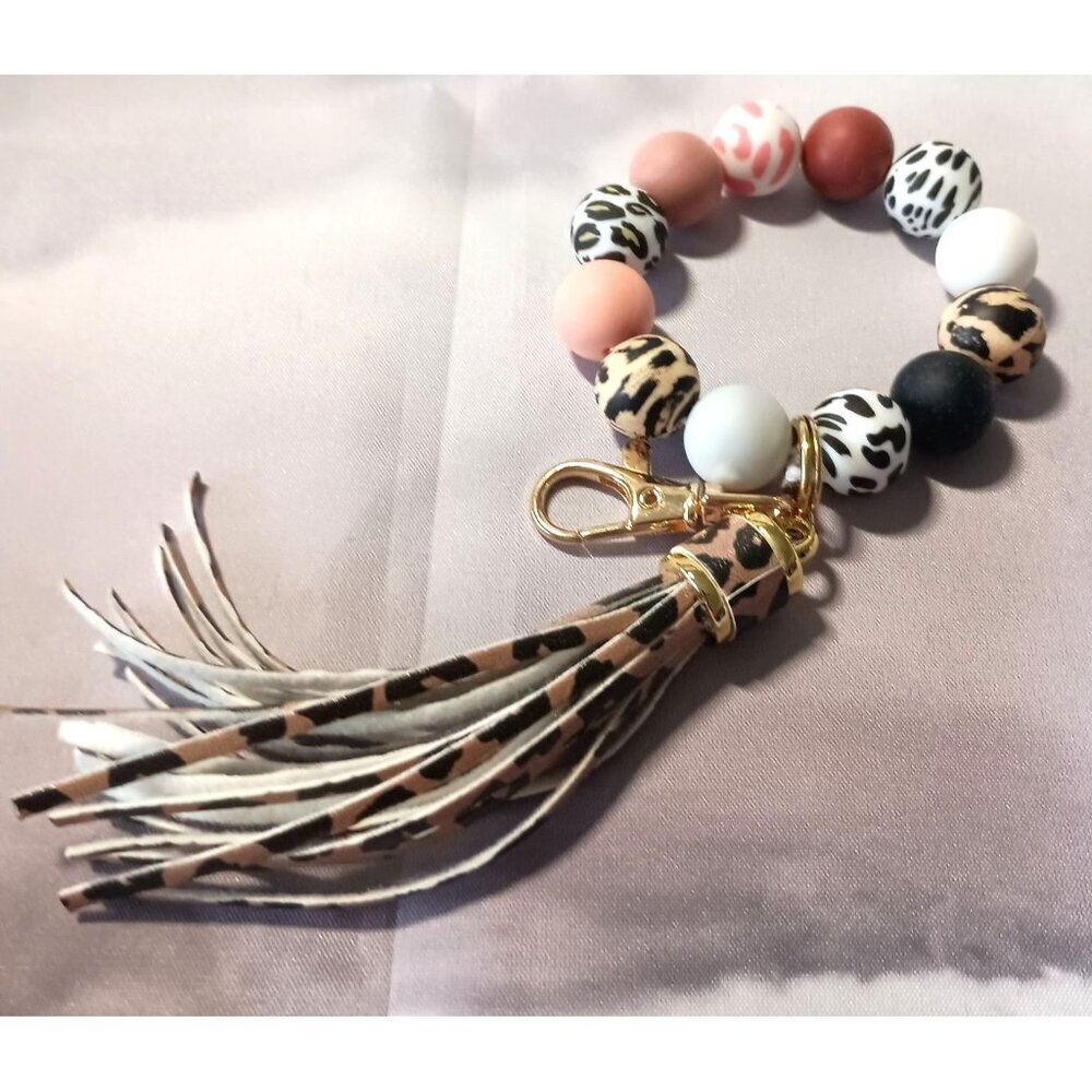 New Handmade Silicone Key Ring Bracelet Bag Charm Keychain Elastic & Portable